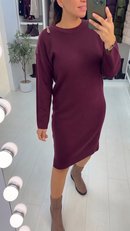 Koko Shoulder Zip Detailed Jumper Dress