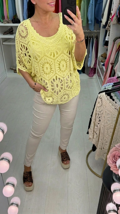 Tiana Crochet Batwing Sleeve Top