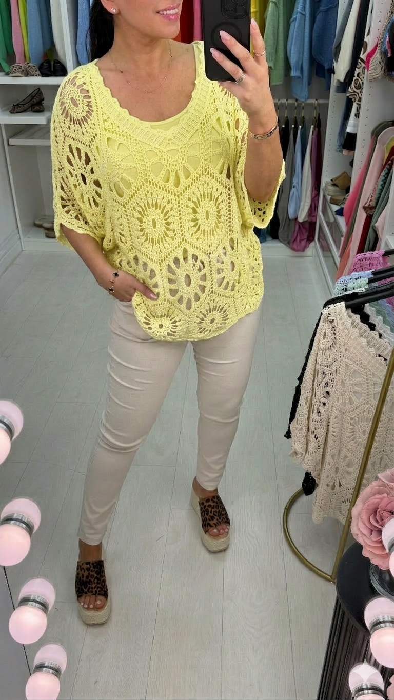 Tiana Crochet Batwing Sleeve Top