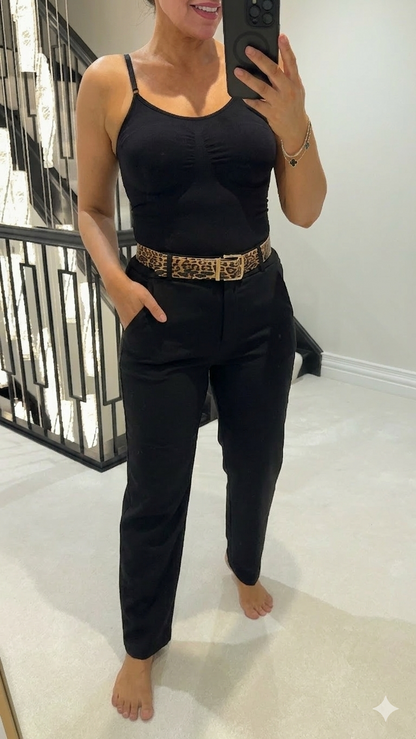 Nikko Plain Barrel Leg Belted Magic Trousers