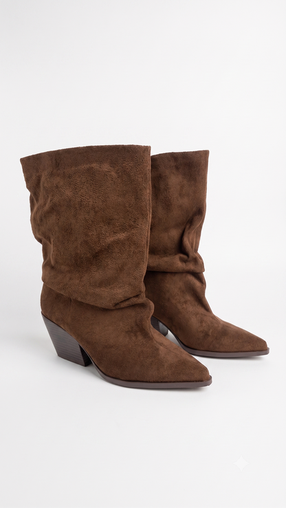 Bethany Faux Suede Runched Pointed boots