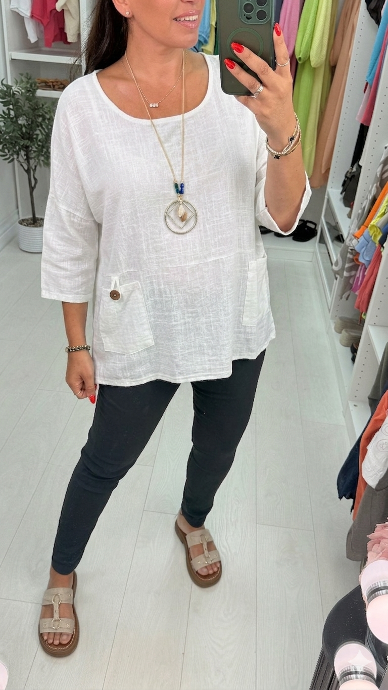 Sloane Plain Loose Fit Pocket Top