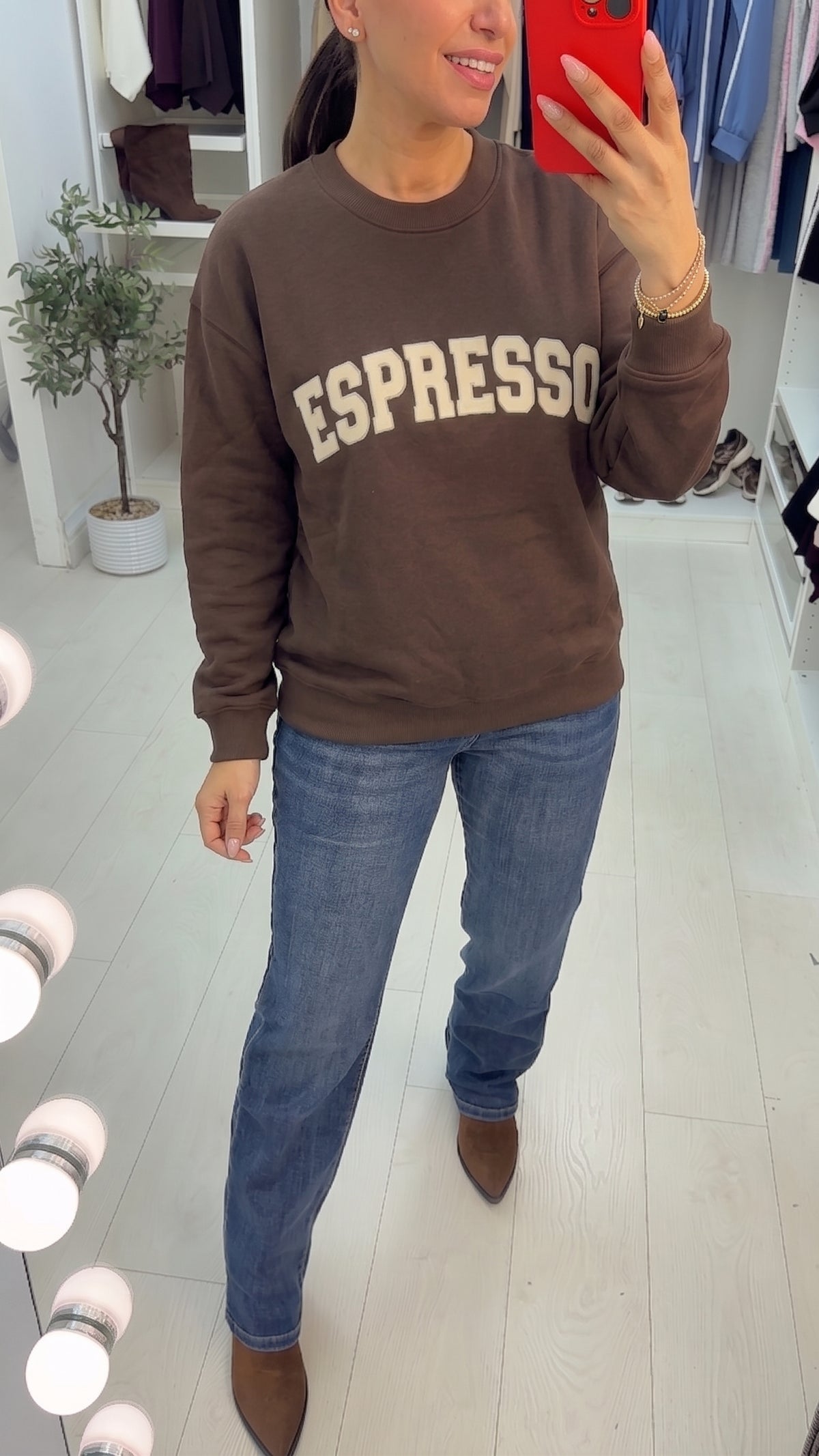Joella 'Espresso' Slogan Crew neck Sweatshirt