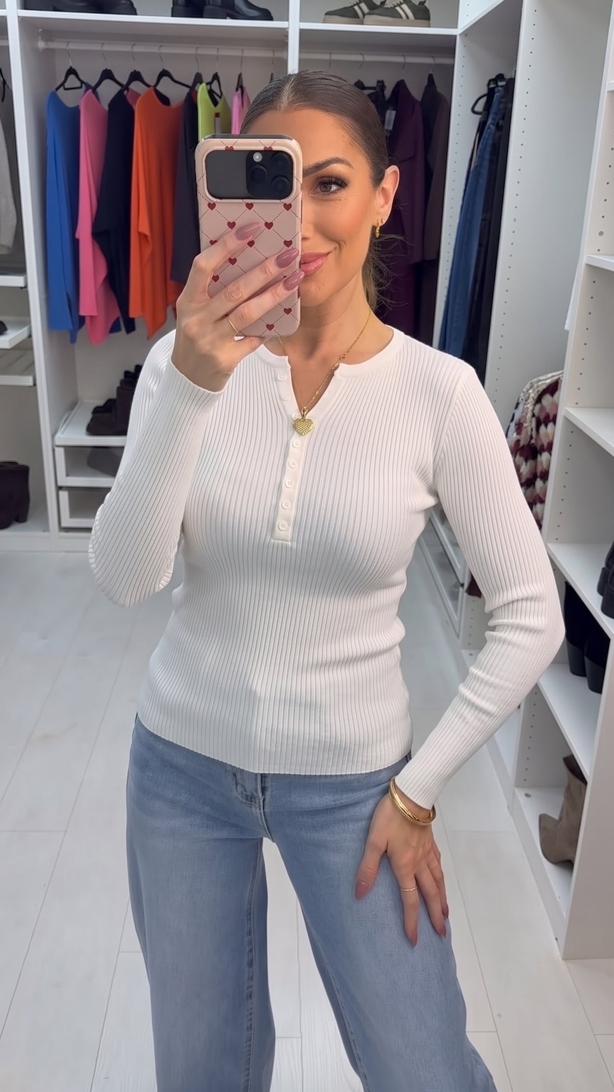 Myah Plain Ribbed Button Detailed Jumper