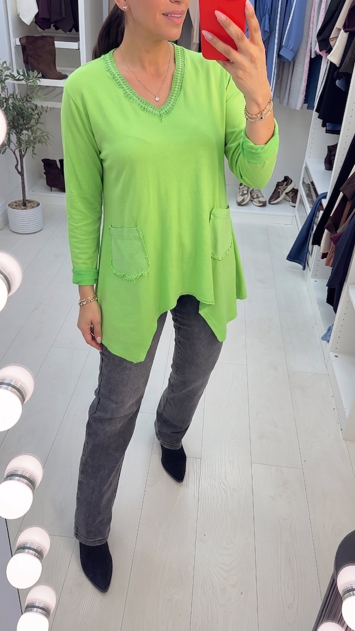 Usher Curved Hem Pocket Detail Jumper