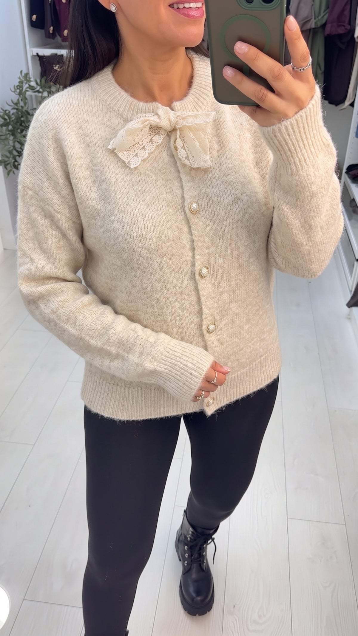 Elmira Plain Lace Detailed Cardigan