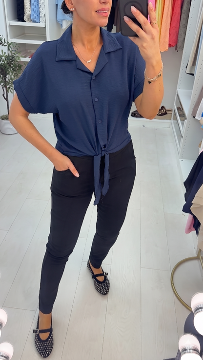 Giovana Plain Tie Front Shirt