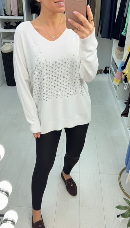 Aleesa Heart Detailed Thin Knit Jumper