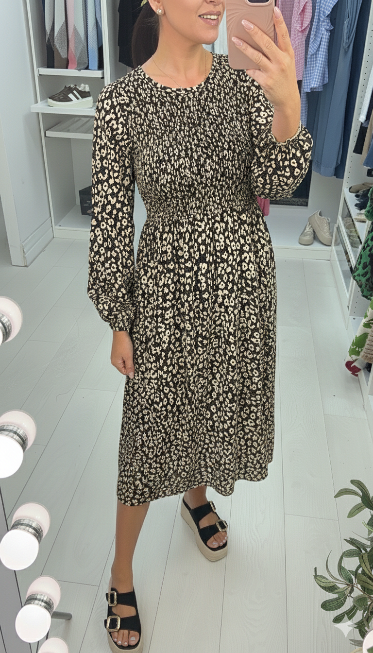 South Elasticated Bust Cheetah Print Dress