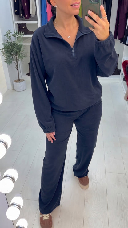 Nadira Plain Quarter Zip Loungewear Set