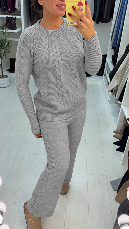 Cameron Plain Cable Knit Loungewear Set
