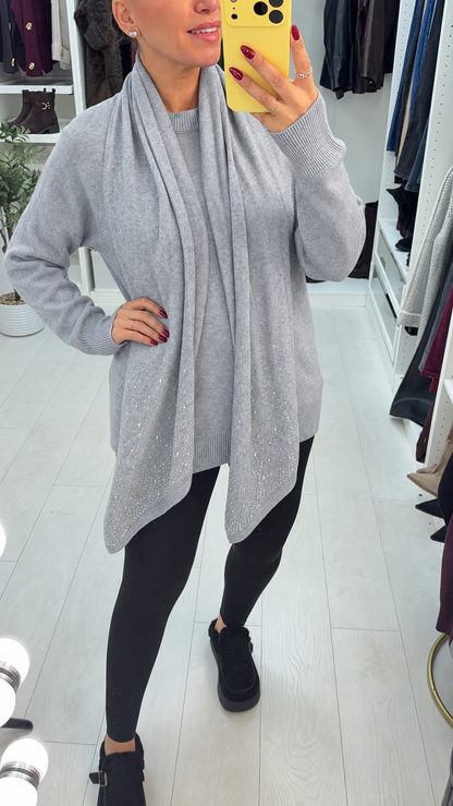 Francis Plain Diamante Embellished Scarf Jumper