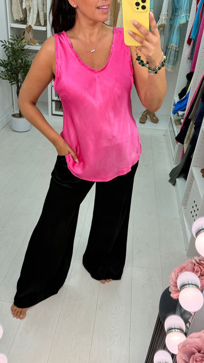 Pippa Frill V Neck Satin Top