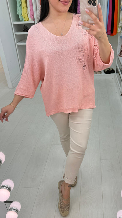 Keziah Plain Floral Detail Crochet Top