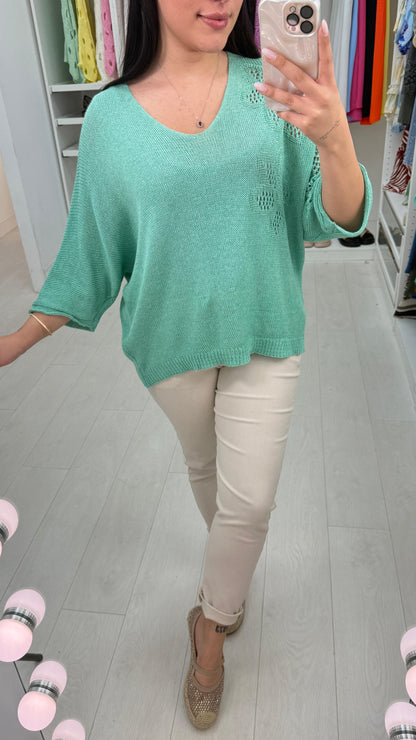 Keziah Plain Floral Detail Crochet Top