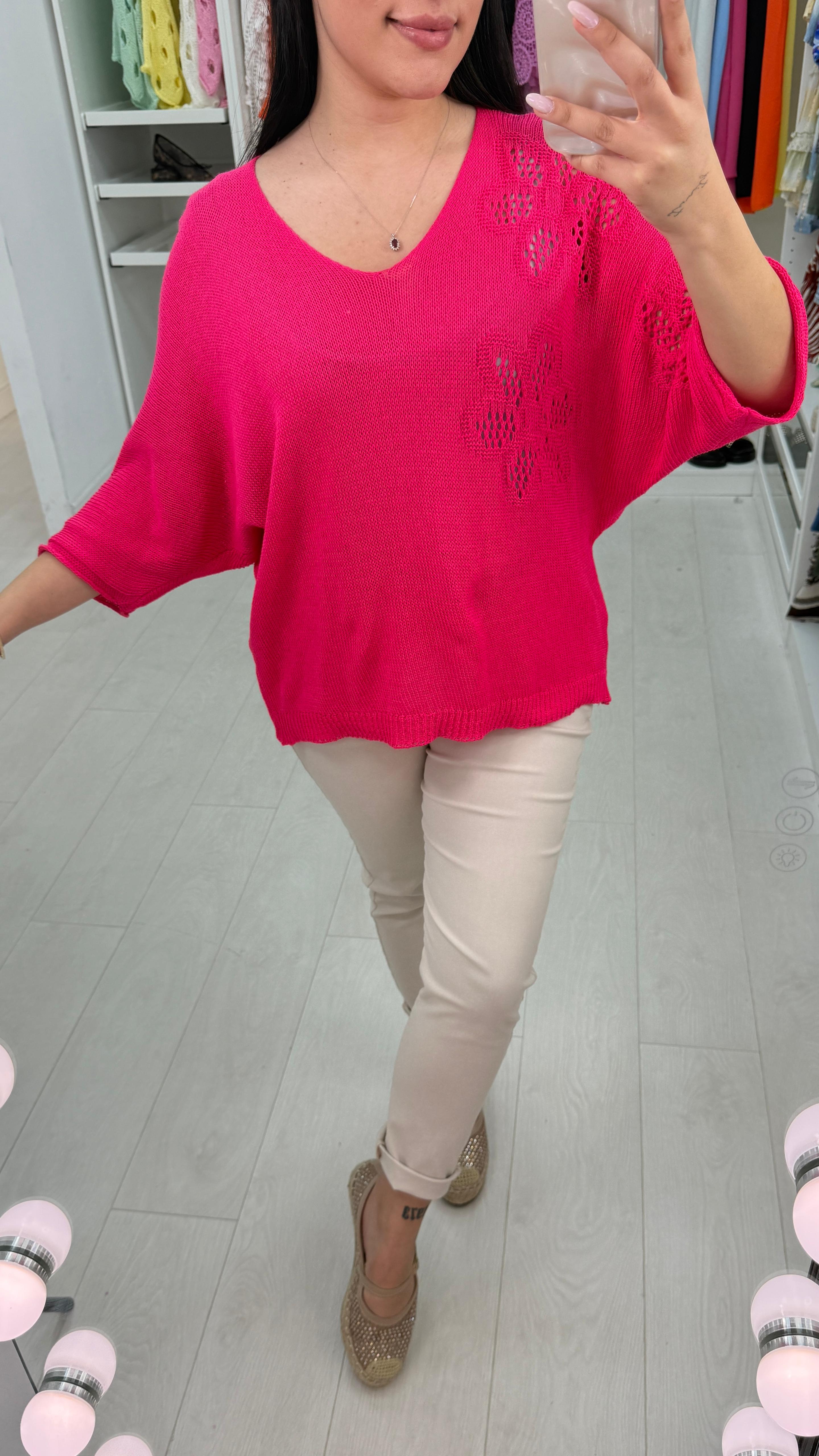 Keziah Plain Floral Detail Crochet Top