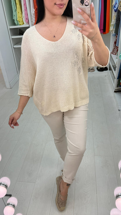 Keziah Plain Floral Detail Crochet Top