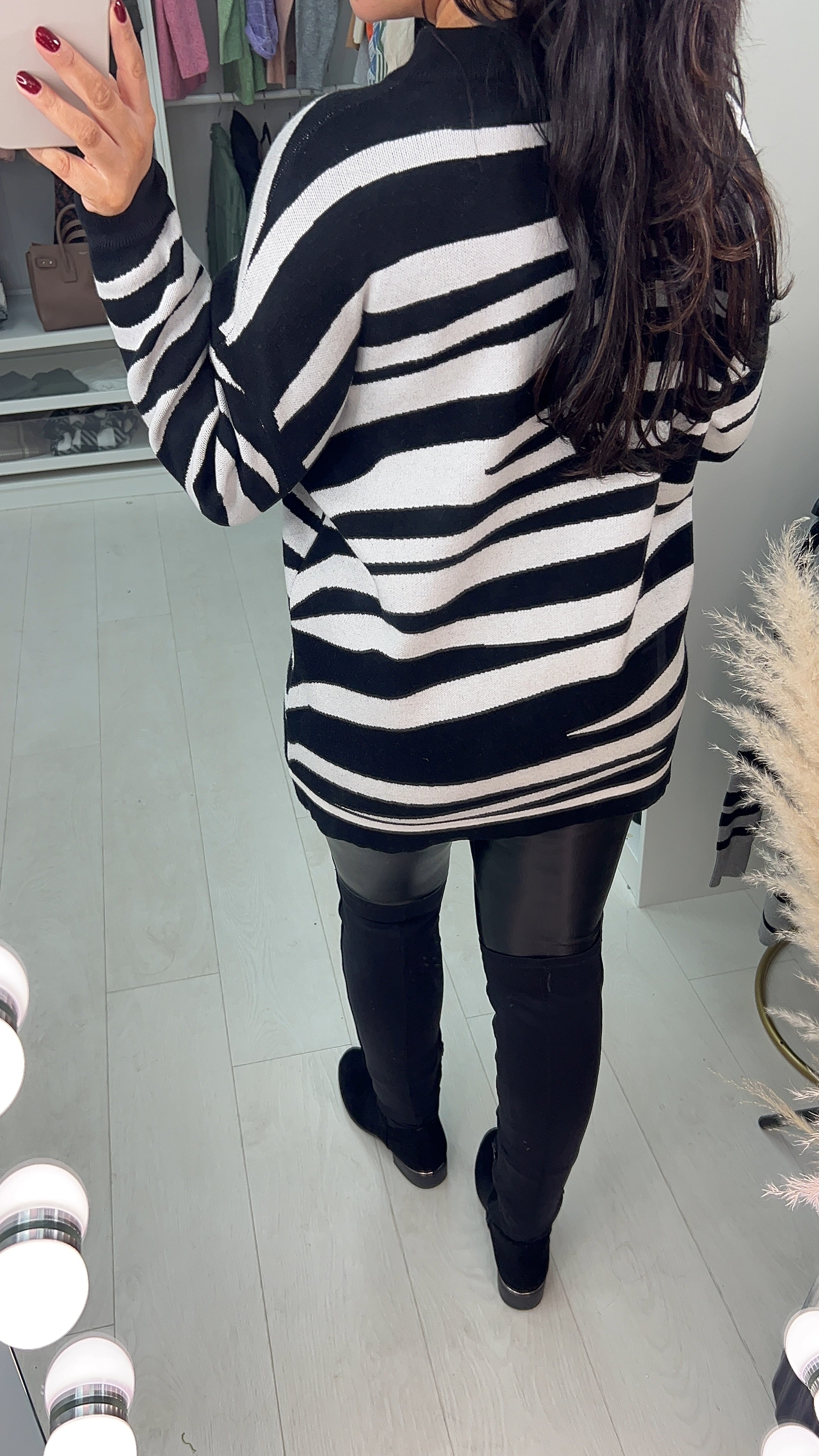 Nally Zebra Printed Super Soft Loose Fit Knit Jumper