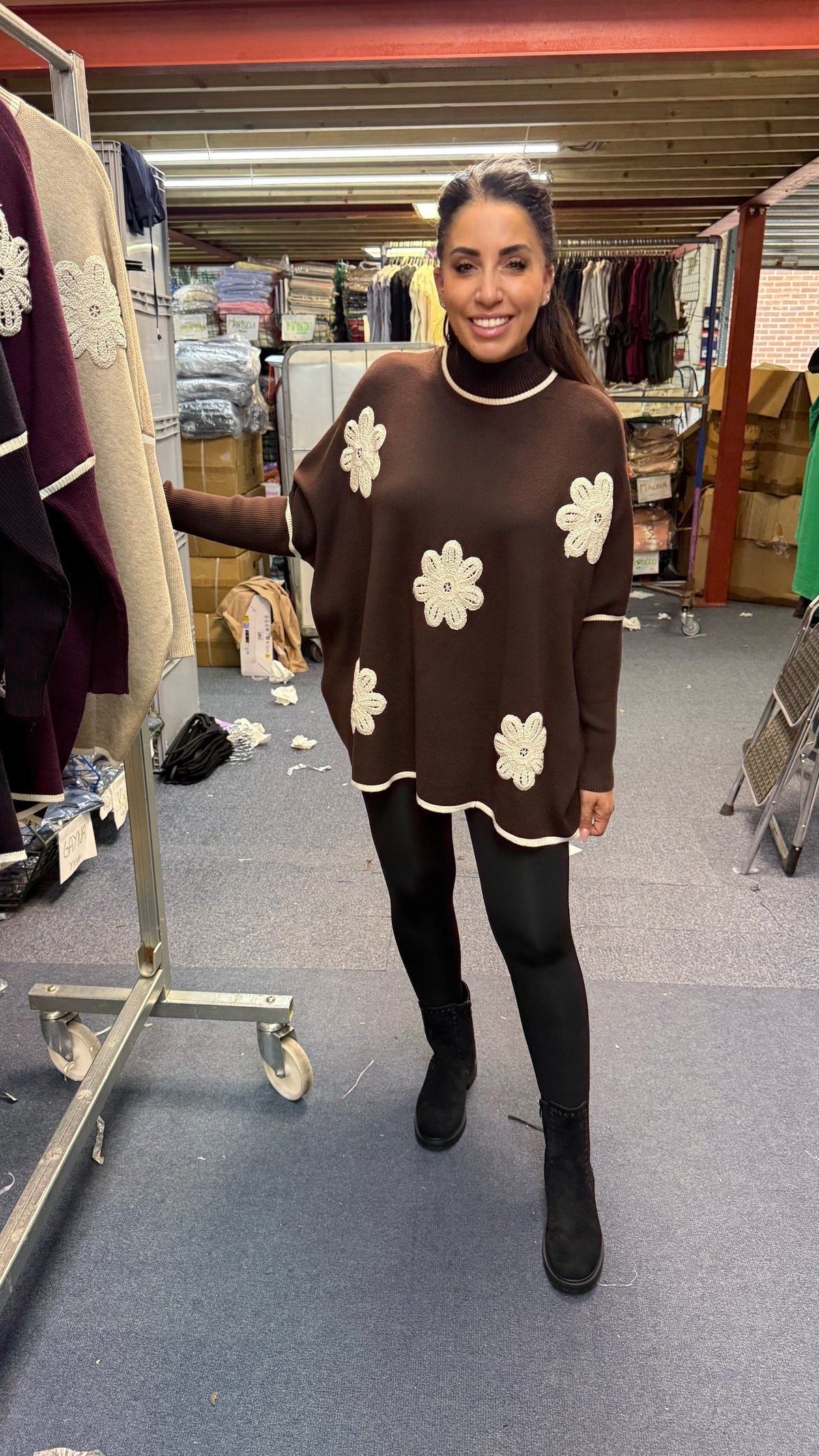Parisa Crochet Flower Detailed Loose Fit Jumper