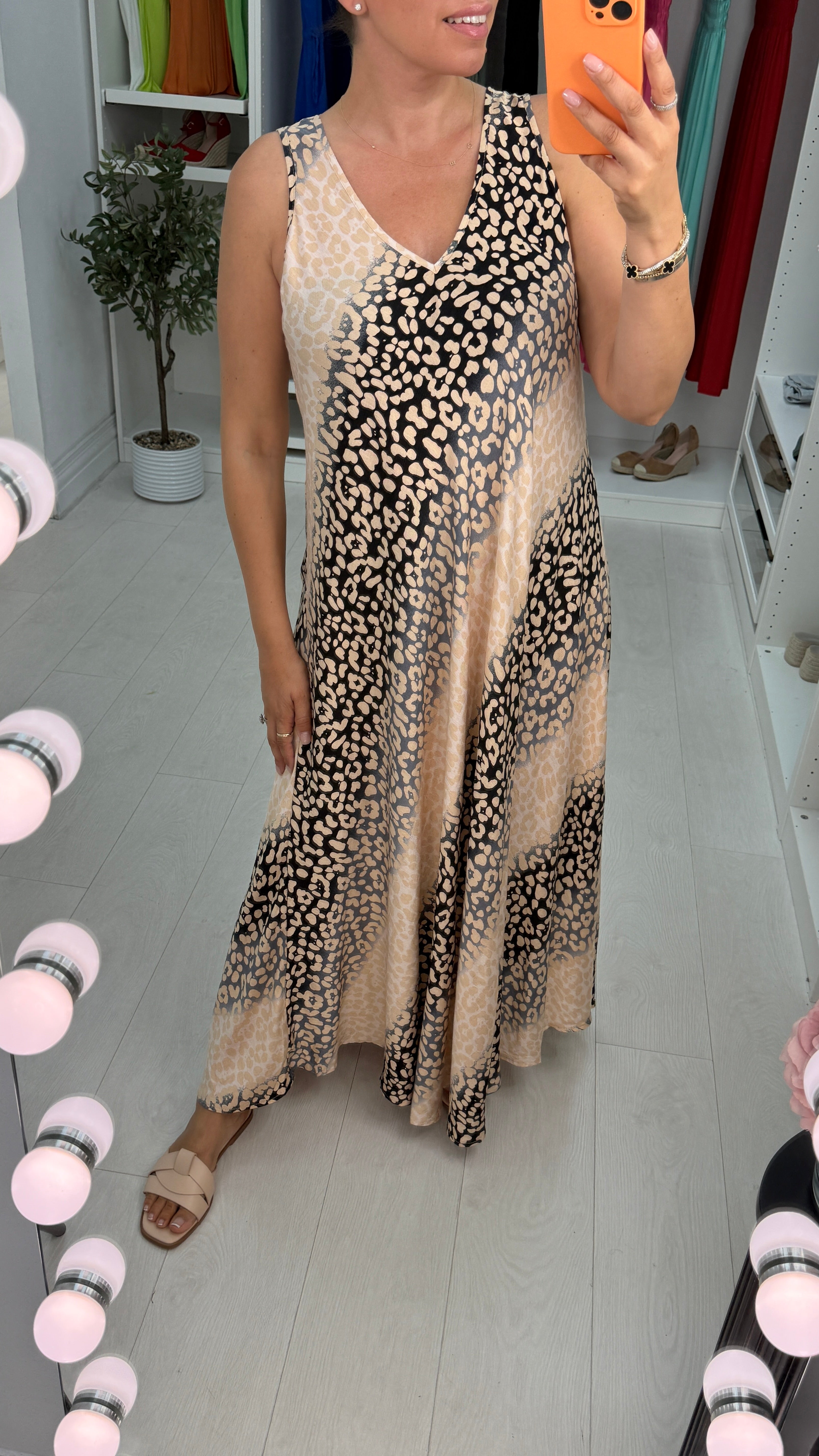 Tegan Leopard Print Loose Fit Maxi Dress
