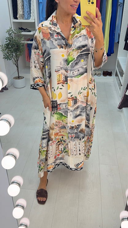 Kaylie Satin Button Front Maxi Shirt Dress