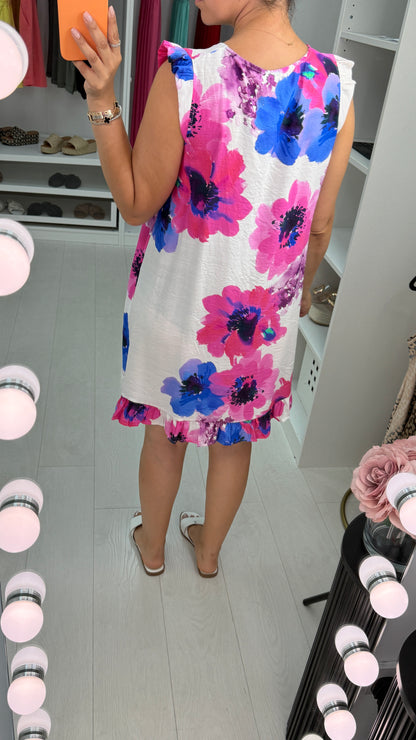 Nerys Watercolour Flower Print Loose Fit Dress