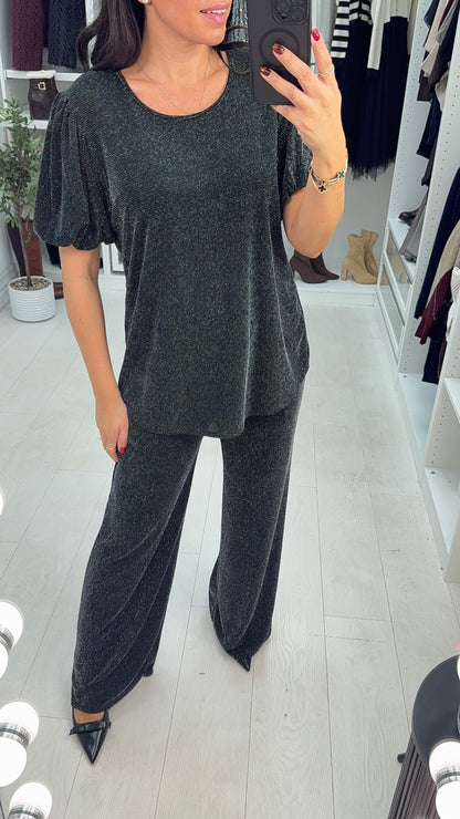 Leyla Lurex Short Balloon Sleeve Top