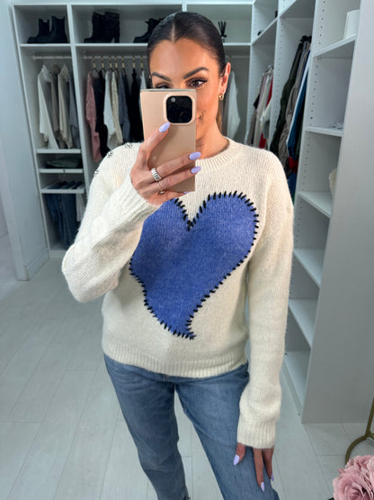 Sylvia Stitched Heart Knit Jumper