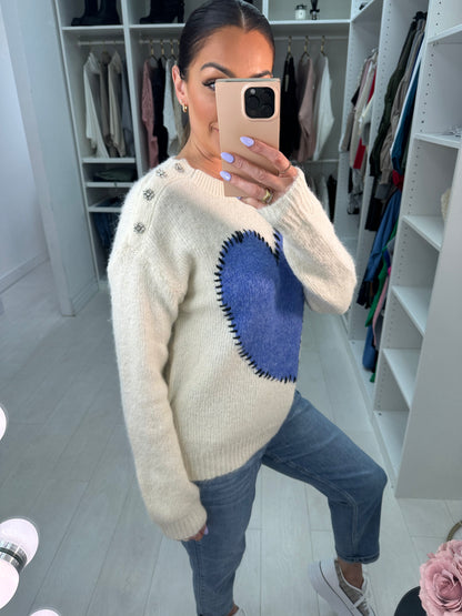 Sylvia Stitched Heart Knit Jumper
