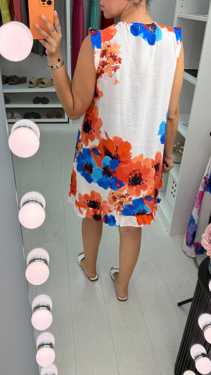 Nerys Watercolour Flower Print Loose Fit Dress