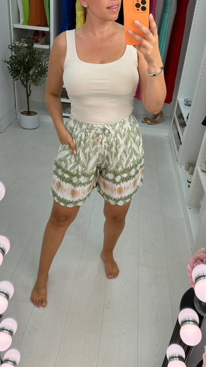 Jovie Abstract Print Elasticated Waist Shorts