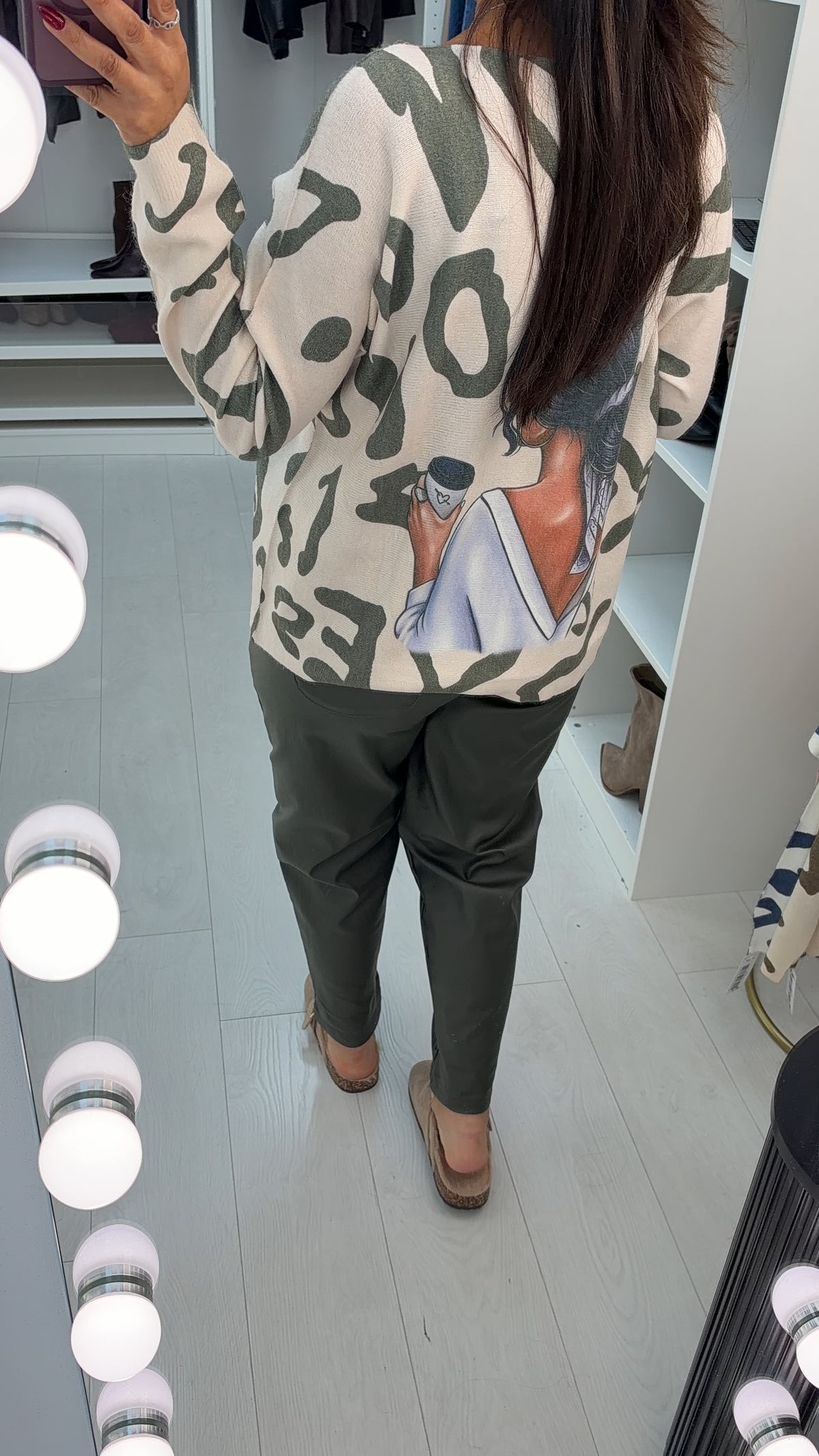 Esmena Leopard & Coffee Print Batwing Top