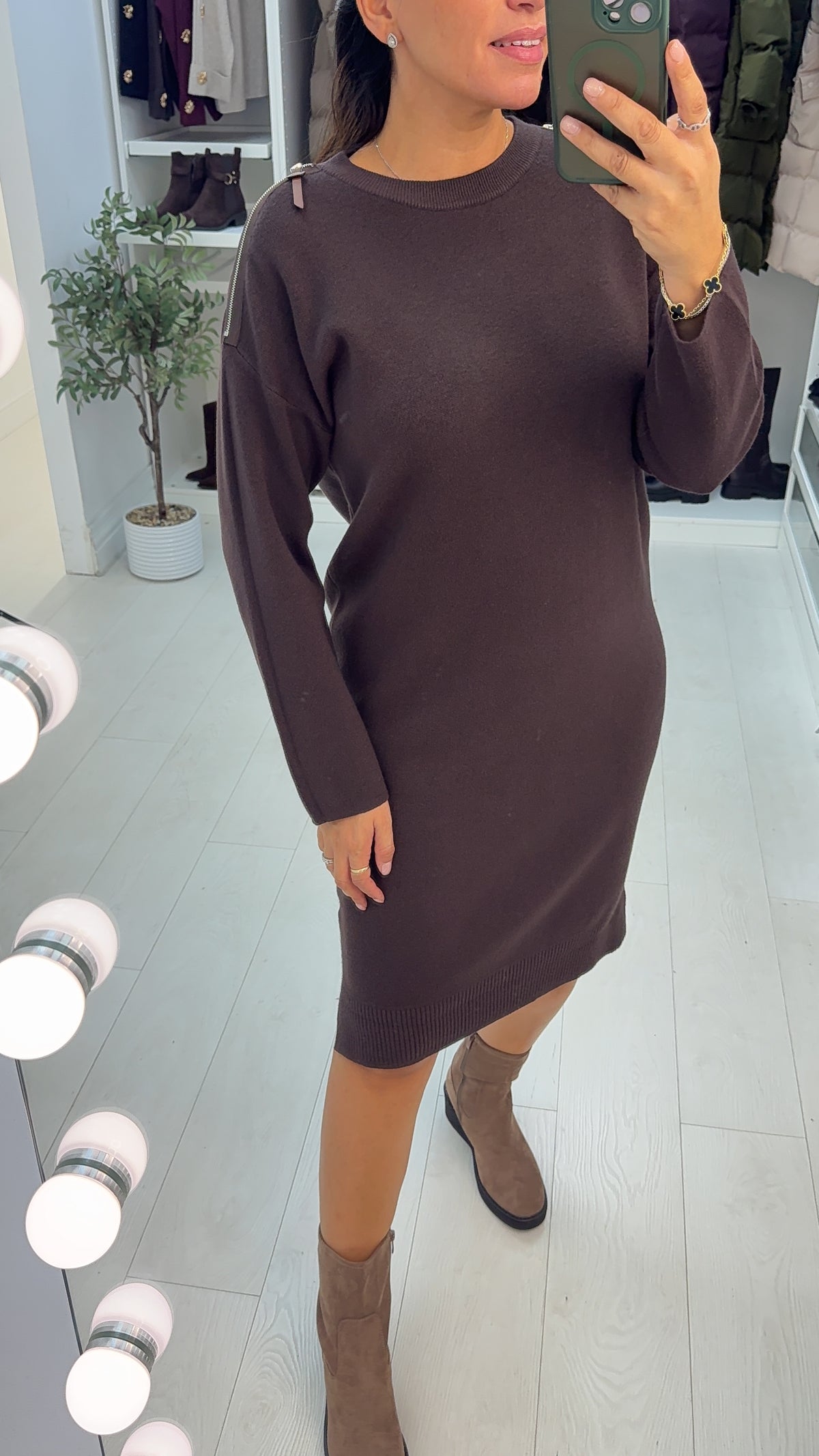 Koko Shoulder Zip Detailed Jumper Dress