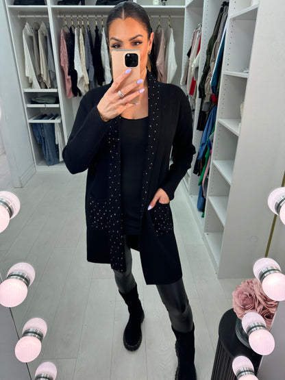 Capri Plain Diamante Detail Longline Cardigan