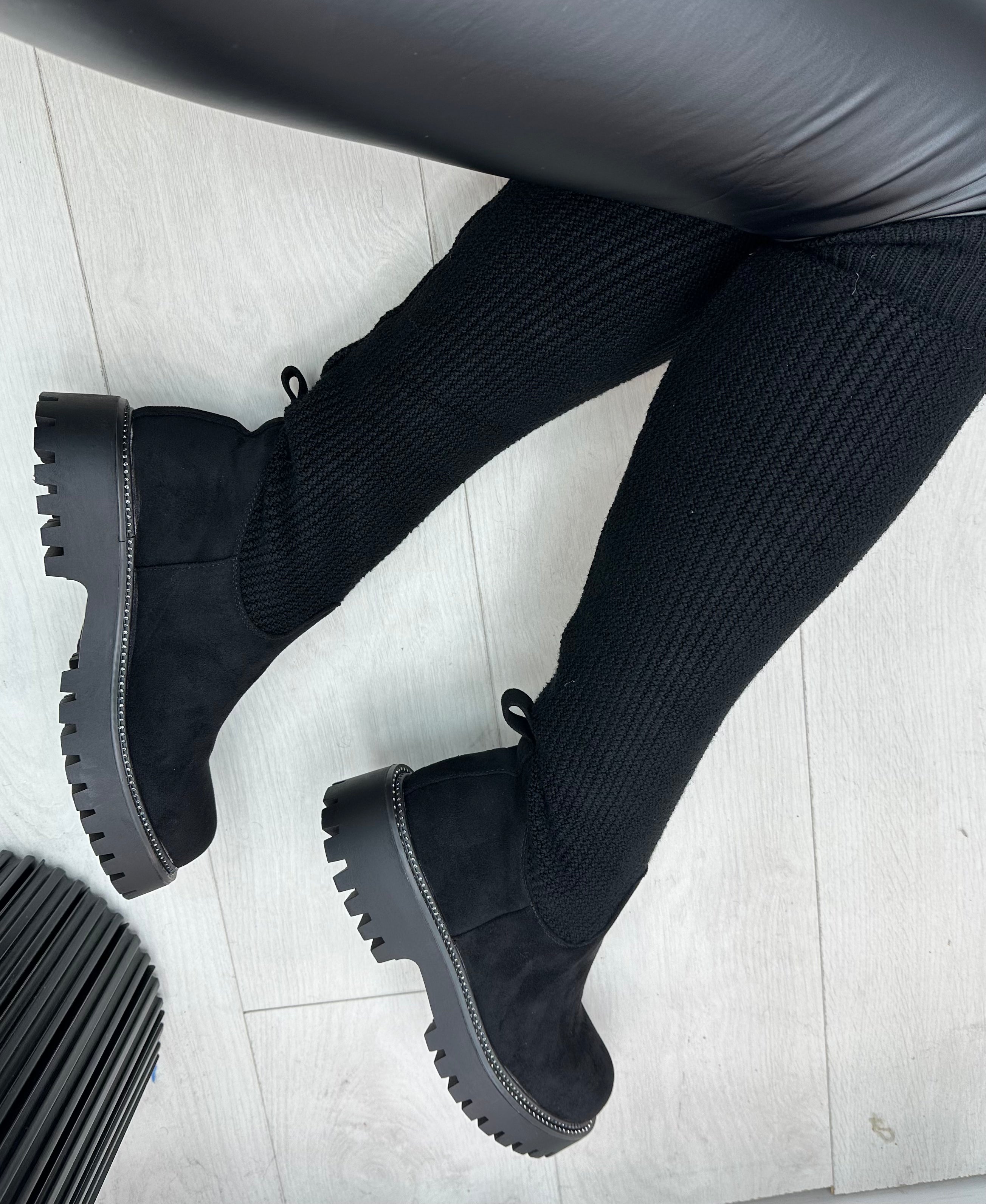 Remy Suede Sock Knee High Boots