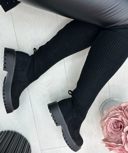 Remy Suede Sock Knee High Boots