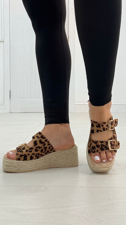 Lara Woven Platform Buckle Mules