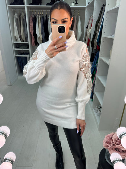 Nancy White Roll Neck Knit Tunic