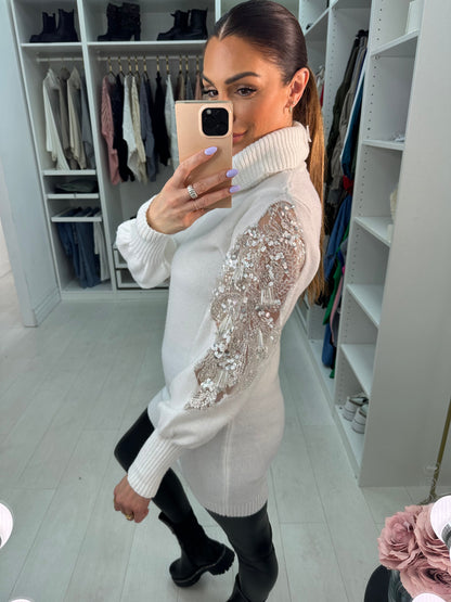 Nancy White Roll Neck Knit Tunic