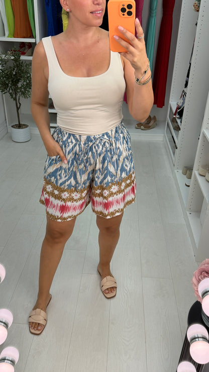 Jovie Abstract Print Elasticated Waist Shorts