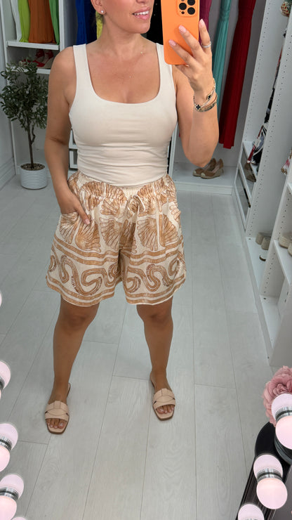 Zosia Mosaic Print Elasticated Waist Shorts