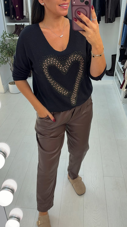 Mella Embellished Heart Loose Fit Jumper