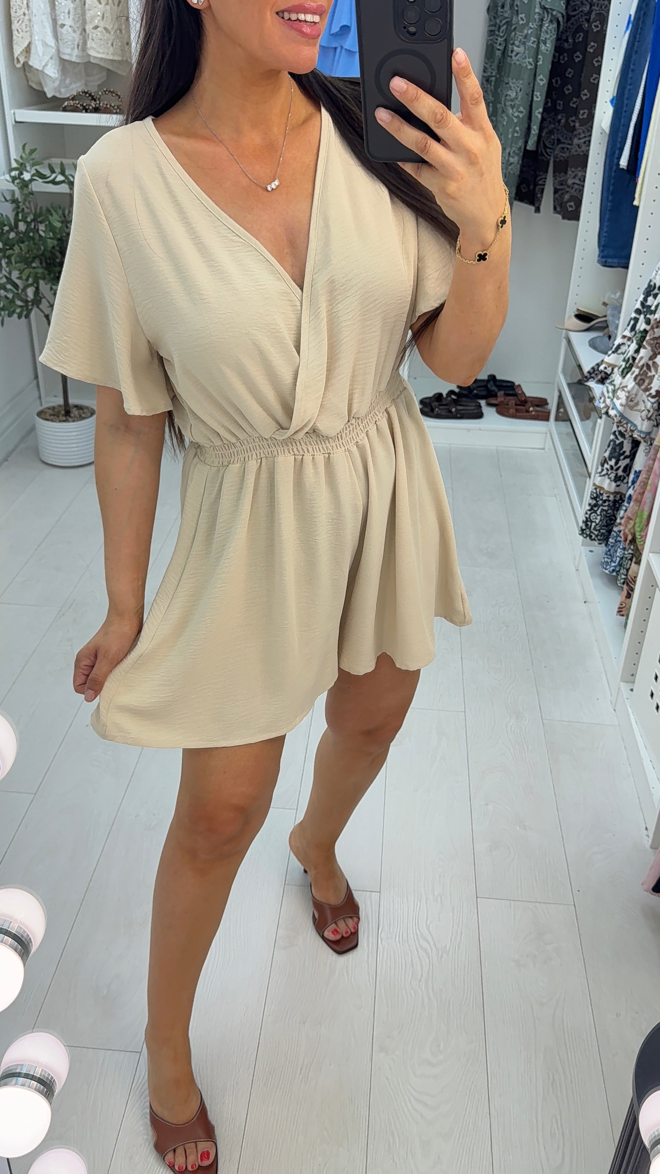 Utopia Plain V Neck Playsuit