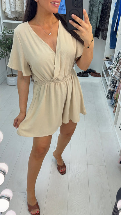 Utopia Plain V Neck Playsuit