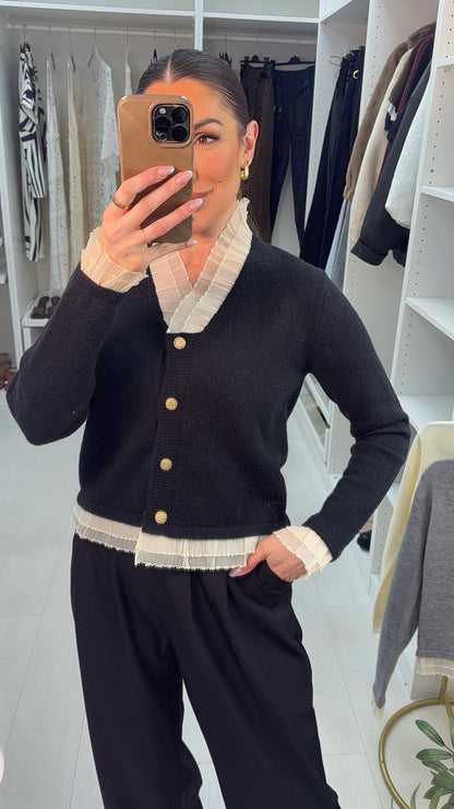 Santina Detailed Hem Button Closure Cardigan