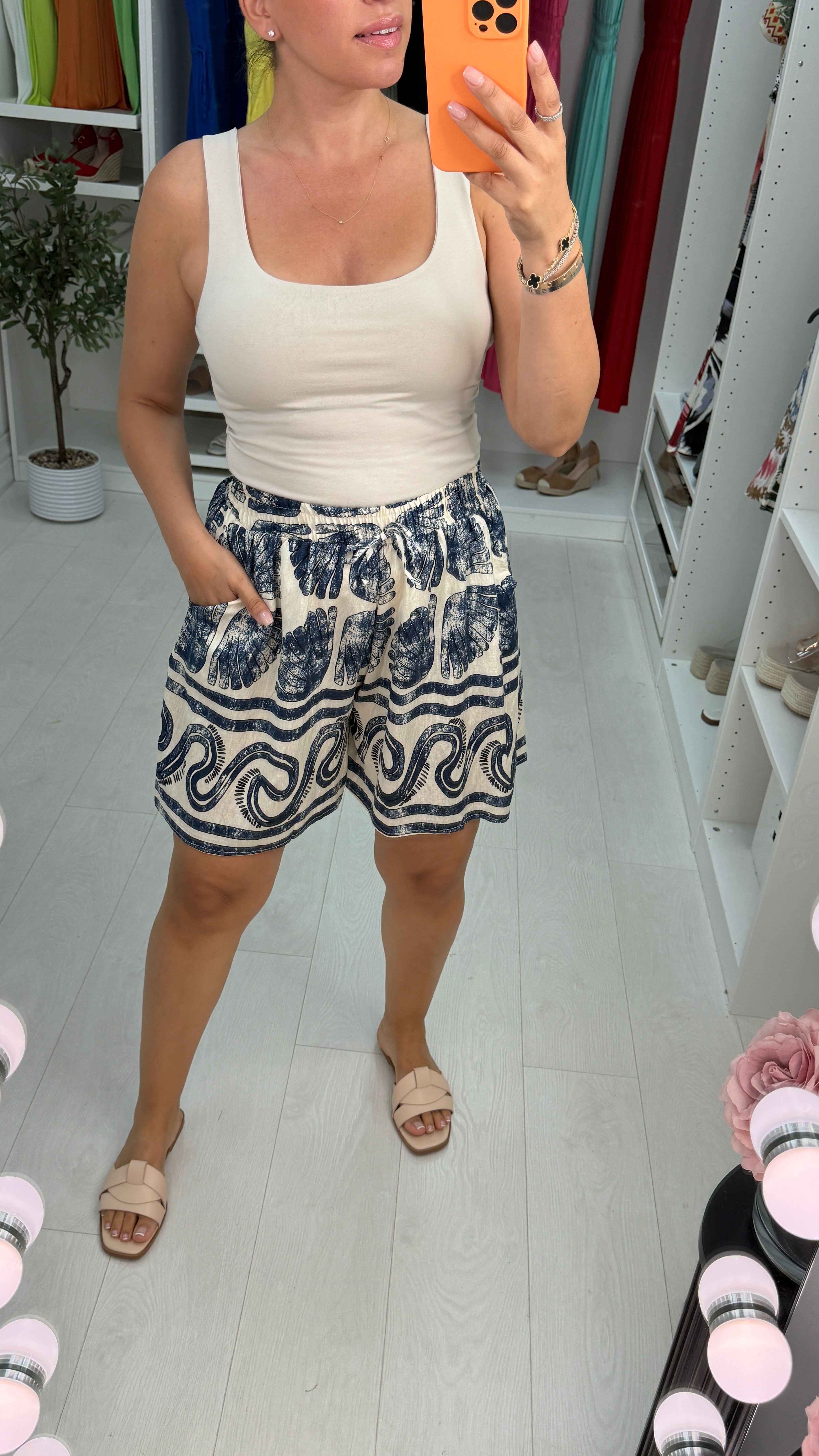 Zosia Mosaic Print Elasticated Waist Shorts