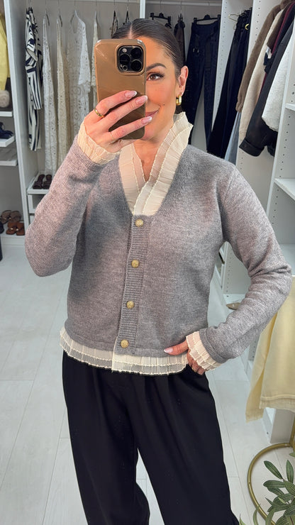 Santina Detailed Hem Button Closure Cardigan