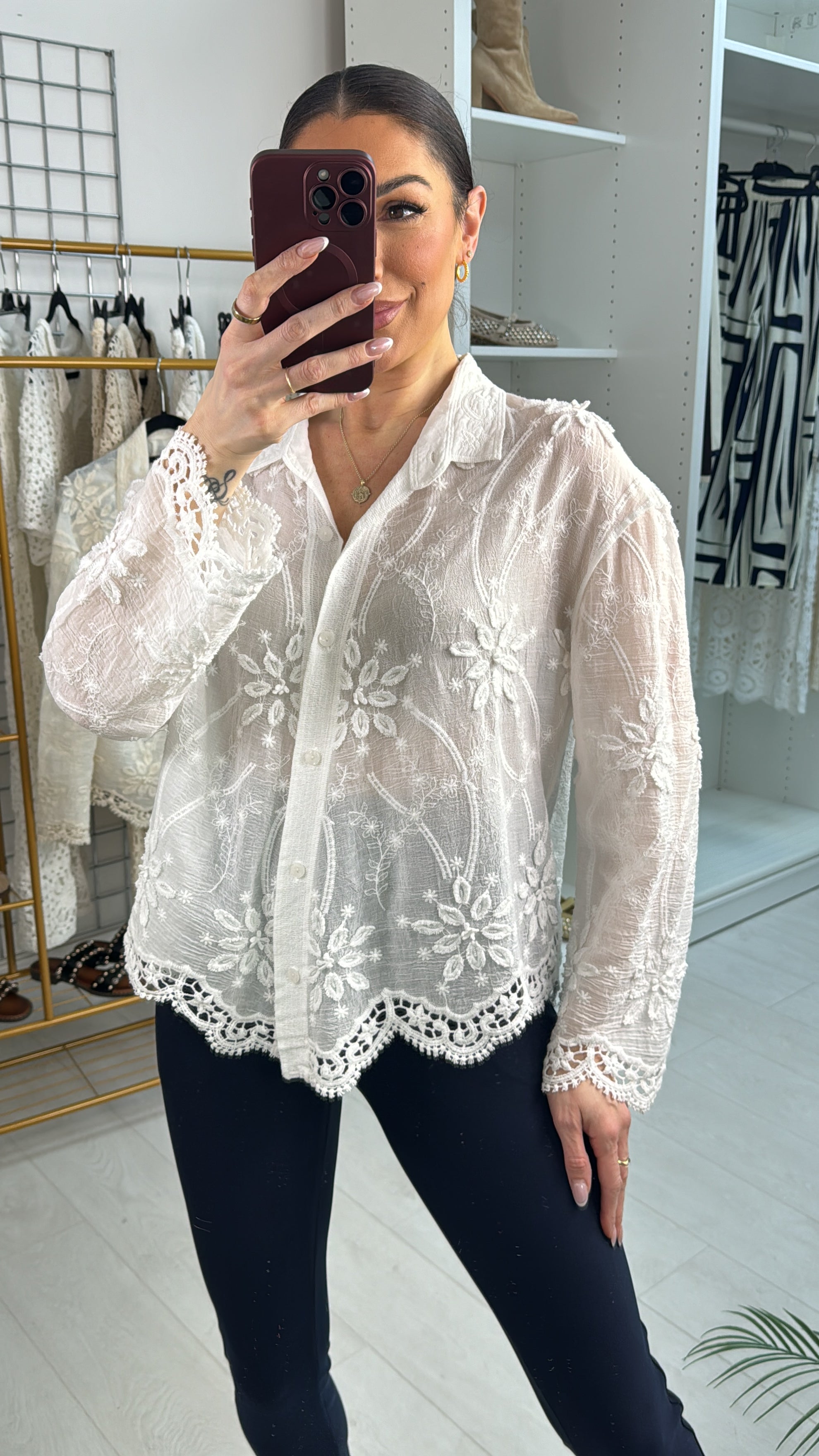 Tayah Floral Embroidered Loose Fit Shirt