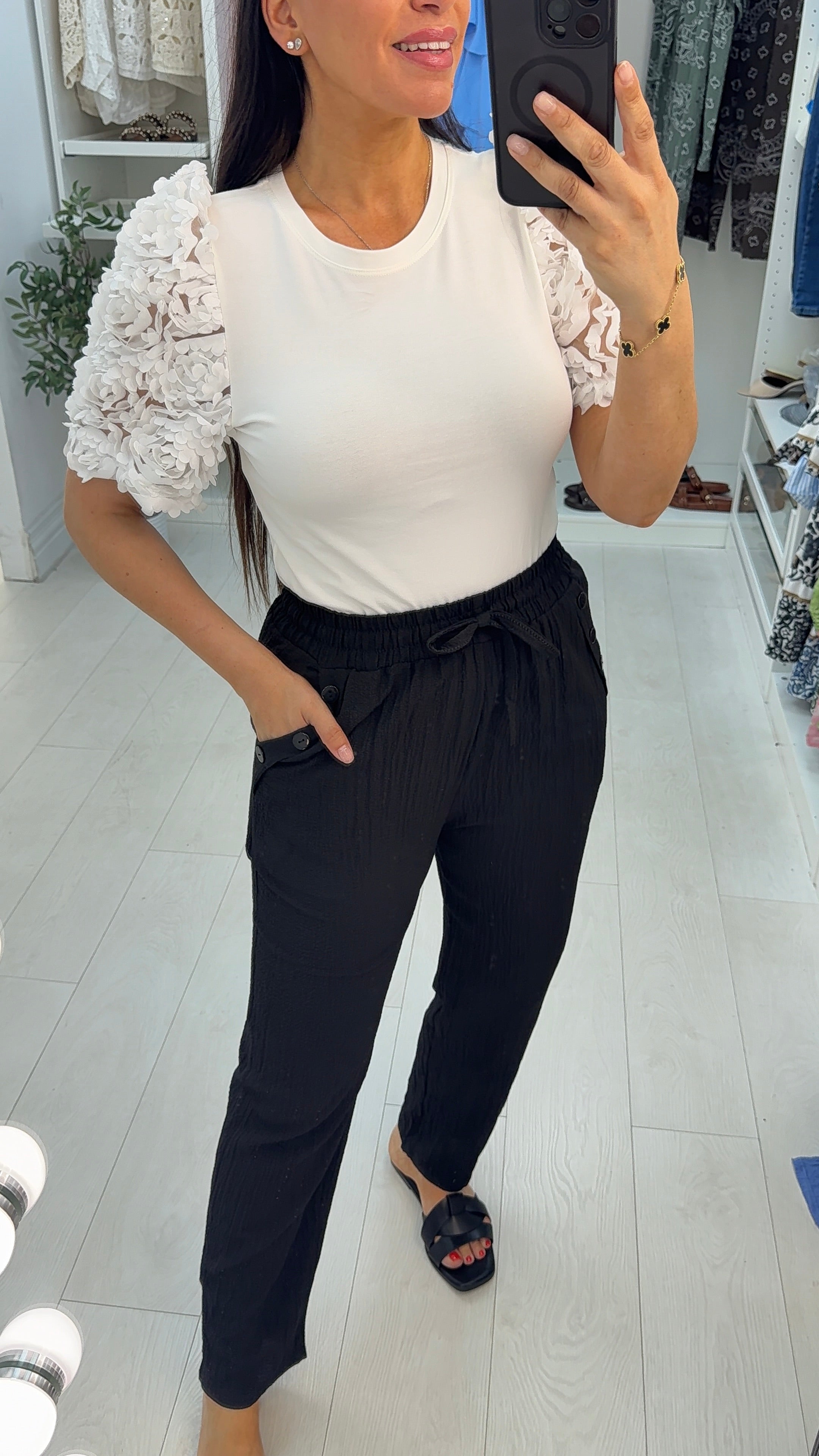 Flavia Mesh Floral Short Sleeve Top