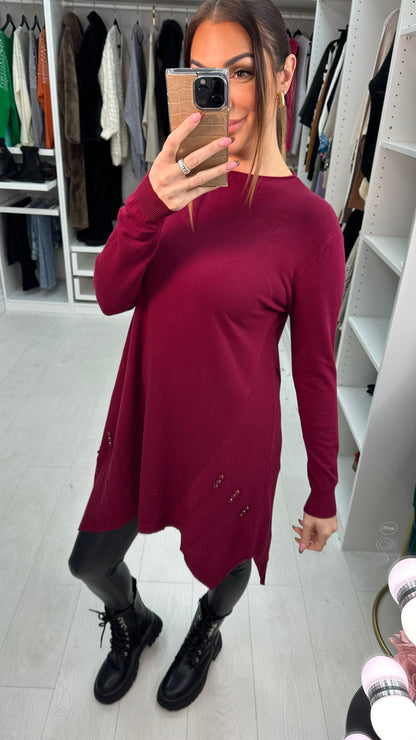 Rika Button Detailed Trapeze Knit Jumper Dress